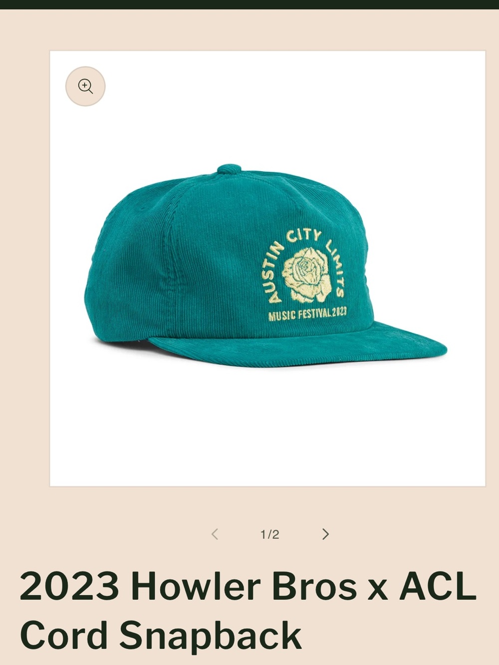 Howler Bros x ACL Cord Snapback - Teal with Yellow Logo
